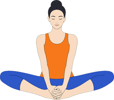 An illustration of Baddha Konasana A, Bound Angle Pose A.