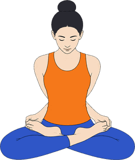 An illustration of Baddha Padmasana, Bound Lotus Pose.