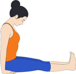 An illustration of Dandasana, Staff Pose.