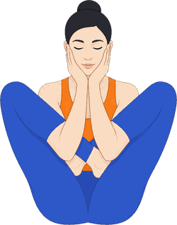 An illustration of Garbha Pindasana, Embryo in the Womb Pose.