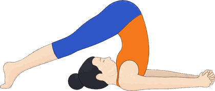 An illustration of Halasana, Plow Pose.