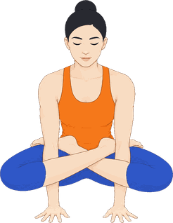 An illustration of Kukkutasana, Rooster Pose.