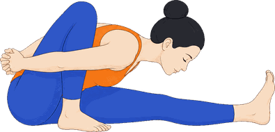 An illustration of Marichyasana A, Marichi's Pose A.