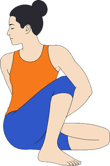 An illustration of Marichyasana D, Marichi's Pose D.