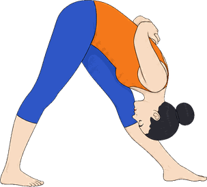 An illustration of Parsvottanasana, Intense Side Stretch.