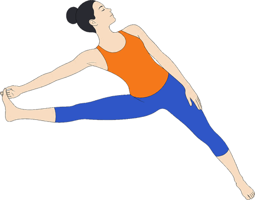 An illustration of Supta Padangusthasana B, Reclined Big Toe Pose B.
