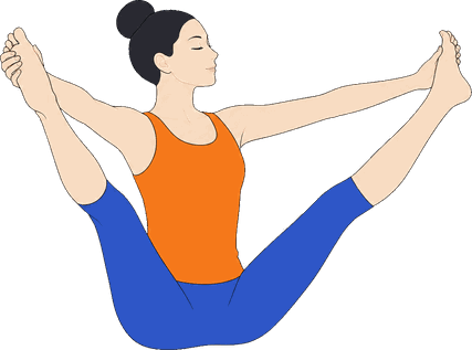 An illustration of Upavistha Konasana B, Wide Angle Seated Fold B.