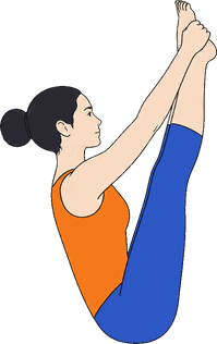 An illustration of Urdhva Mukha Paschimottanasana, Upward Facing Forward Fold.