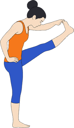An illustration of Utthita Hasta Padangusthasana A, Extended Hand-to-Toe Pose A.