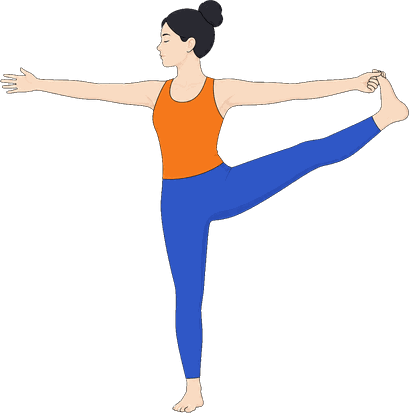 An illustration of Utthita Hasta Padangusthasana B, Extended Hand-to-Toe Pose B.