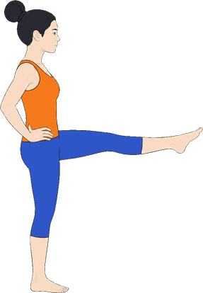 An illustration of Utthita Hasta Padangusthasana C, Extended Hand-to-Toe Pose C.
