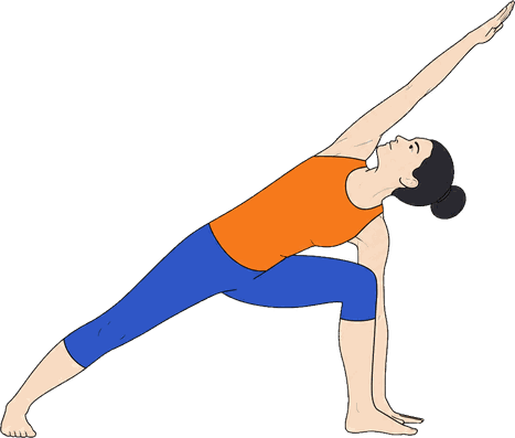 An illustration of Utthita Parsvakonasana, Extended Side Angle.